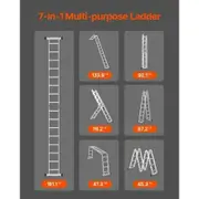 Multi-Purpose Folding Ladder 7-in-1 4 Step 15.5ft Reach Height for Work