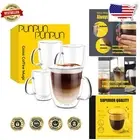 Set of 4 Microwave Safe 17oz Clear Coffee Mugs - Insulated Borosilicate Glass