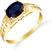 [Galaxy Gold GG] 18K Solid Yellow Gold Filigree Ring with 1.15 Carat Natural Blue Sapphire 2394Y.18K