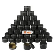 36 Packs 8 oz Black Candle Tins Bulk Candle Making Tins Candle Jars Candle Co...