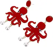 [COLLBATH] Octopus Earrings Funny Earring Lobster Earrings Pearl Drop Earrings for Women Octopus Drop Earring Pearl Earrings Dangle Pearl Jewelry for Women Pearl Earrings Acrylic