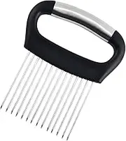 Stainless Steel Onion Holder - Stainless Steel Multifunctional Onion Holder,Black Kitchen Gadgets for Vegetables, Portable Slicing Tool with Handle for Home