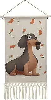 [DWTJKMS] I Love My Dog Dachshunds Hanging Poster, Long Vertical Wall Hanging Tapestry with Tassel Wall Art Painting Prints Hanging Banner for Living Room, Hallway, Office 10 X 19.6 in