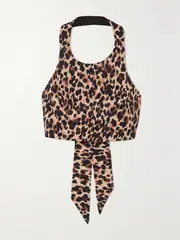 [RACIL] RACIL - Nimaya Leopard-print Cotton-blend Halterneck Top - Leopard print - FR 42 FR 42 Animal print