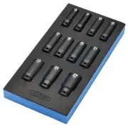 Draper 1/2"D Metric Deep Impact Socket Set in 1/4 Drawer EVA Tray 11 pc 63483