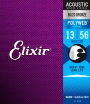 Elixir 11100 Polyweb 80/20 Bronze Medium Acoustic Guitar Strings (13-56)