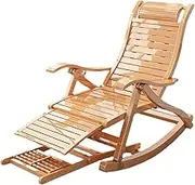 Zero Gravity Lounge Chair, Outdoor BambooPatio Furniture Sun Lounger, Wood Rocking Adjustable Chair Sun Lounger Ergonomic Patio Recliner Folding Reclining Chair Lounge Chair (Color : Rocking Chair)