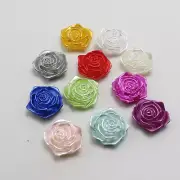 100 pcs Mixed Color Acrylic Pearl FlatBack Rose Flower Cabochon 0.71" Craft DIY