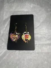 Hazbin Hotel Helluva Boss chibi Heart style Striker & Moxxie earrings