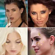 LEIAOLY 10 Sheets Face Tattoos Sticker, Sheets Freckle Sticker and Face Metallic Temporary Tattoo for Women,Metallic Temporary Tattoos for Teens Girls Tattoos Gold Silver Glitter Flash Waterproof