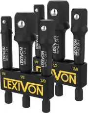 LEXIVON [2-Pack] Impact Grade Socket Adapter Set, 3" Extension Bit One Size
