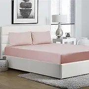150 GSM Jersey Bed Fitted Sheet Set Fits Mattresses Upto 40 cm, 3 Piece - Double, Blush