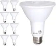 Bioluz 8-Pack PAR30 LED Light Bulbs, 10W = 100W Replacement, 5000K Daylight, ...