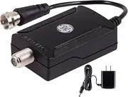 GE Indoor TV Antenna Amplifier Low Noise Antenna Signal Booster Clears Up Pixelated Low-Strength Channels HD TV Digital VHF UHF AC Power Adapter Black 42178