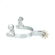 New! Kelly Silver Star CHROME PLATED YOUTH SPURS w/ 9 point rowel 1 1/4" shank