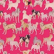GaliGali Peel and Stick Wallpaper, Pink Dog Pets Wall Paper, Self Adhesive Wallpaper, Removable Contact Paper for Bedroom Cabinets Bathroom Decor Vinyl Waterproof 17.3"x118" NO.A03112A-3