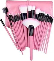 24 Pcs Professional Makeup Brush Kit Set Cosmetic Make Up Beauty Brushes Bag - with Soft Synthetic Bristles, Wooden Handles, and PU Storage Bag - Perfect Beauty Tool Kit for All Cosmetic Needs