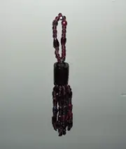 Beaded Glass Tassel 9 Inches Long Amethyst Red