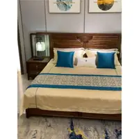 在飛比找ETMall東森購物網優惠-新中式實木床1.8米雙人床簡約現代婚床禪意烏金木主臥室大床家