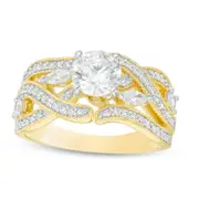 1.5 CT. T.W. Natural Diamond Intertwining Antique Vintage-Style Engagement Ring in Solid 14K Gold