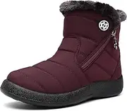 [Hsyooes] Winter Boots Women's Waterproof Winter Shoes Warm Ankle Boots Winter Snow Depth Lined Short Shaft Boots Non-Slip Slip-On Boots Flat