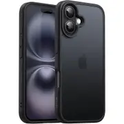 JETech Matte Case for iPhone 16 6.1-Inch, Shockproof Military Grade Drop Protection, Frosted Translucent Back Phone Cover, Anti-Fingerprint Black