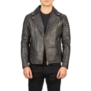 Armand Distressed Brown Leather Biker Jacket Size Available