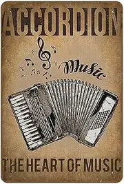 Accordion The Heart Of Music Poster Accordion Poster Music Poster Music Lover Poster Accordion Lover Poster Novelty Tin Metal Sign Plaque Bar Pub Vintage Retro Wall Decor Home Group Porch 8x12 Inch