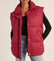 New Abercrombie Women's Oversized-Fit Quilted Puffer Vest Size Large
