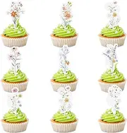 36 Pcs Wildflower Cake Toppers Floral Cupcake Toppers Wedding Cake Decorating Baby in Bloom Baby Shower Decorations Party Decorations