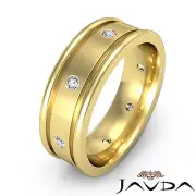 Solid Round Diamond Mens Dome Eternity Wedding Band 14k Yellow Gold 0.15Ctw