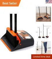 Efficient Cleaning Set: 132 cm Long Handle Broom & Dustpan with Pet Hair Removal