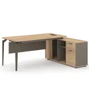 180cm L-Shaped Executive Office Desk Workstation Table Cabinet Shelf Storage Oak