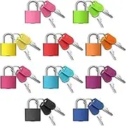 Mifrsnu 10 Pack Suitcase Locks Easy Carrying with Keys,Multicolor Small Luggage Padlocks Metal Padlocks for School Gym Classroom Matching Game