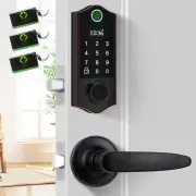 Fingerprint Door Lock 2 Lever Handles Smart Keyless Entry Aged Bronze 1758-3