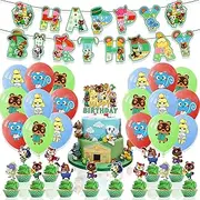 Animal Crossing Birthday Decoration Pack, include Banner,cake topper, cupcake toppers, Balloons, for Birthday Party Decoration