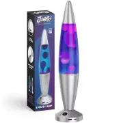 Beautiful Liquid Lamp 16", With USB Ports Silver Base, Blue Liquid, Purple Wax