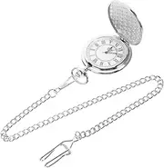 [NIYANGLE] Quartz Pocket Watch Vintage Hollow Pocket Watch Wristwatch for Men Gent Unique Chain Roman Digital Watch Golden Dial Watches for Men Roman Numeral Pocket Watch Silver Mirror Quartz