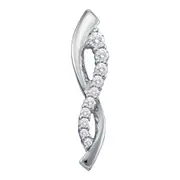 14k White Gold Round Diamond Vertical Journey Infinity Pendant 1/4 Cttw