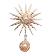 Rhinestone Pendant Brooch Sun Shape Buttons Gold Silver Metal Craft Button 2Pcs