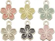 Gold Plated Enamel Cherry Blossoms Flower Charms Pendant for Jewelry Making Necklace Bracelet Earring DIY Jewelry Accessories Charms