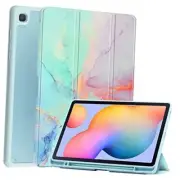 Galaxy Tab S6 lite 10.4 2022/2020/2024 Sleep Case with Pen Holder Marble Blue