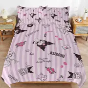 a1377 Kuromi Duvet Cover Set, 3 Piece Bedding Set 86x70" Double Sided Printing Decorative Comforter Cover Set (1 Duvet Cover + 2 Pillow Shams)" jfr137