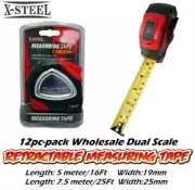 12pc-Pk Wholesale Dual Scale Retractable Measuring Tape Measure 5m/7.5m
