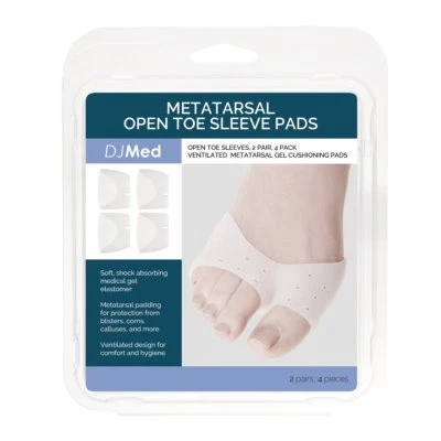 DJMed Open Toe Metatarsal Sleeves Ventilated Gel Cushioning Cover - 4 Pads
