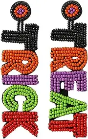 Halloween Jewelry | Beaded Holiday Earrings Trick Or Treat,Gothic Handmade Dangling Earrings for Masquerade, Daily, Halloween