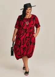 [TS] Taking Shape Natural Abbey Dress Size 16 in Print, Viscose - Plus Size Women's Dresses Print