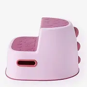 New Double Step Stool Bathroom Toilet Stool for Toddlers,Plastic Step Stool Multifunctio Non-Slip Rubber BPA Free,Pink