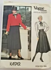 Vogue 1305 Kasper Jackets Skirt Blouse Sewing Pattern Misses Size 10 UC FF