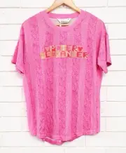 Women's Peter Alexander pink knit look short sleeve pyjama top new size S